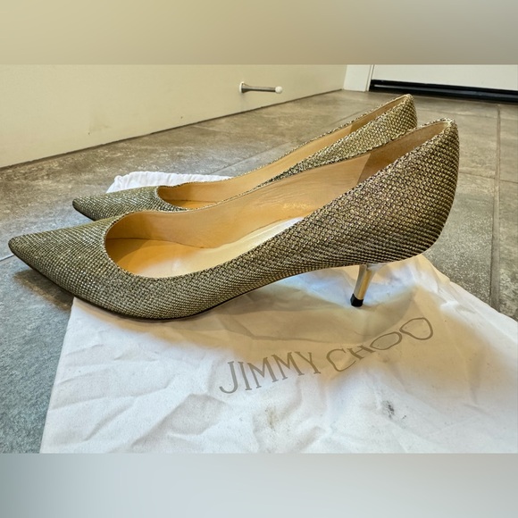 Jimmy Choo gold metallic pump heels size 39 pre owned - Picture 10 of 11